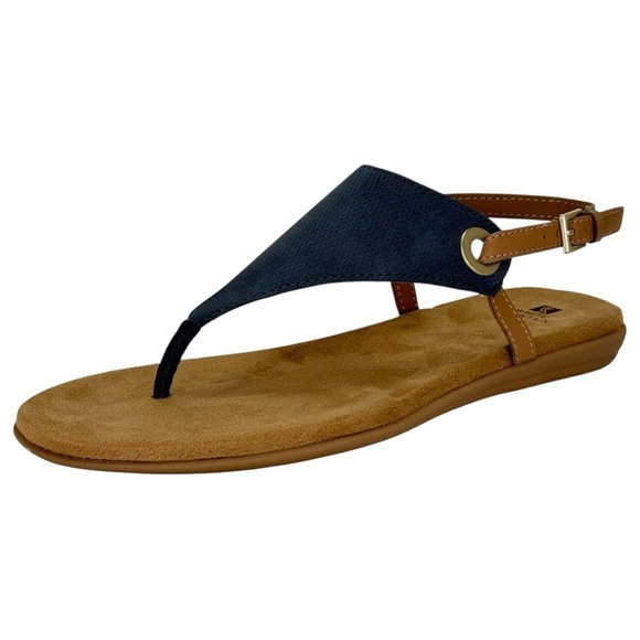 White Mountain London Navy Faux Leather Womens Thong Sandals Size 10M - Picture 2 of 12